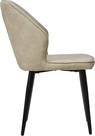 CLIPOP Стільці для їдальні Ретро Штучна шкіра М'який стілець для їдальні зі спинкою та міцними металевими ніжками, кухонні стільці, м'який стілець для дому/офісу (Бежевий, 4)