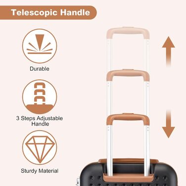 Чотири валізи KONO з ABS пластику, 75 x 48 x 29 см, з TSA замком, ручна поклажа, набір 4 шт. (білий, чорний)