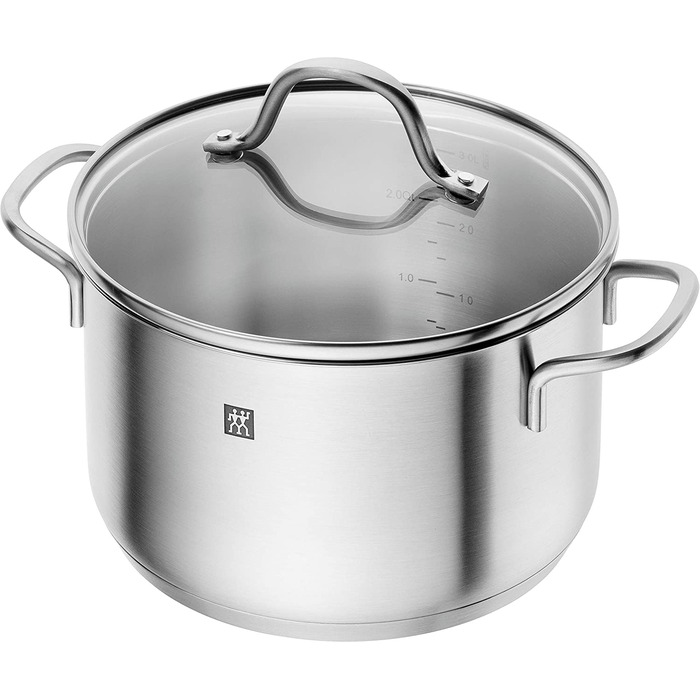 Набір каструль ZWILLING Flow, 5 шт., з кришкою з термостійкого скла, індукційне дно, не має покриття, нержавіюча сталь