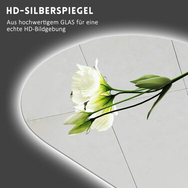 Дзеркало для ванної кімнати з LED-підсвічуванням 40x60 см, 3 кольори світла, сенсорне керування, IP67, енергозберігаюче, для ванної та вітальні