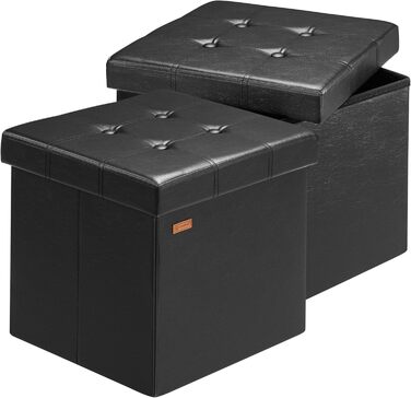 Пуф Casaria® з місцем для зберігання, білий, складний, з кришкою, штучна шкіра, м'який, 38x38 см, для спальні, вітальні, передпокою, білий (2, чорний)