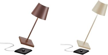 Zafferano Poldina Pro Mini: Бездротова LED-лампа для дому та вулиці, білий колір, сенсорне керування, 30 см, з зарядним пристроєм