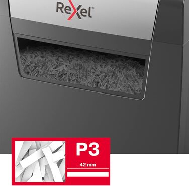 Шредер Rexel Momentum X308: безпечний знищення документів, P3, 8 листів A4, чорний