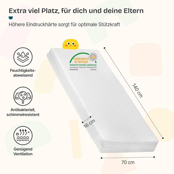 Дитяче ліжко en.casa Treviolo з матрацом 70x140 см, будиночок, дерево, Montessori, з бар'єром, ламелі, сосна, білий