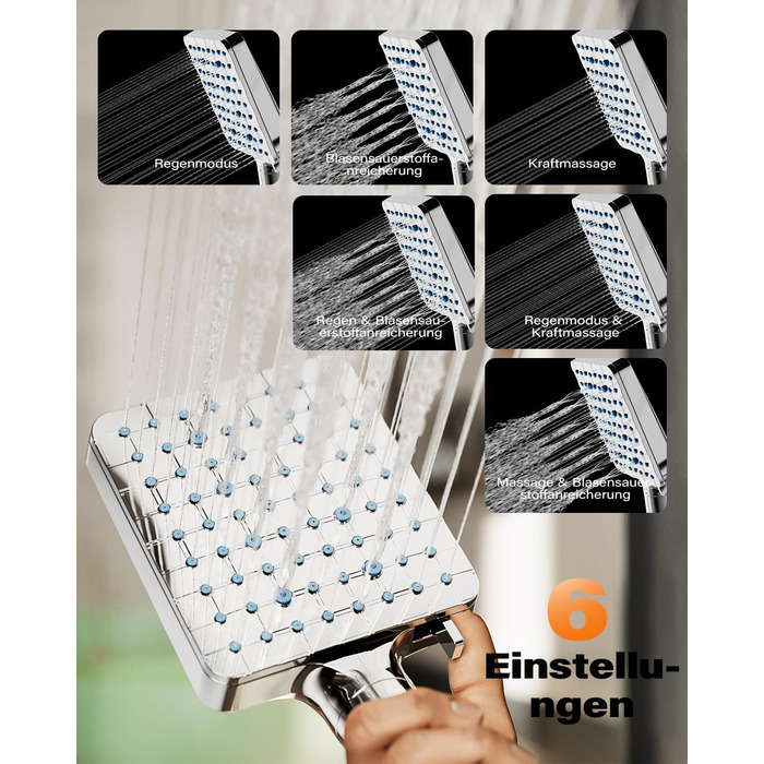 Фільтр для душу Cobbe з шлангом, високонапірна ручна лійка з 20-ступеневою фільтрацією, економна лійка з 6 режимами струменя, підвищення тиску, для жорсткої води (Q7.chrom)