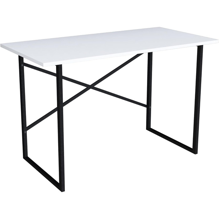 Письмовий стіл Tjeldsund Офісний стіл з металевим каркасом Робочий стіл для домашнього офісу Комп'ютерний стіл промислового дизайну 120x60x75см Білий білий 120x60x75см