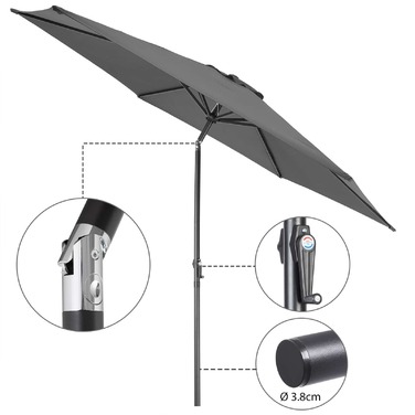 Парасолька Anthracite Alu Ø300см Захист від ультрафіолету 80+