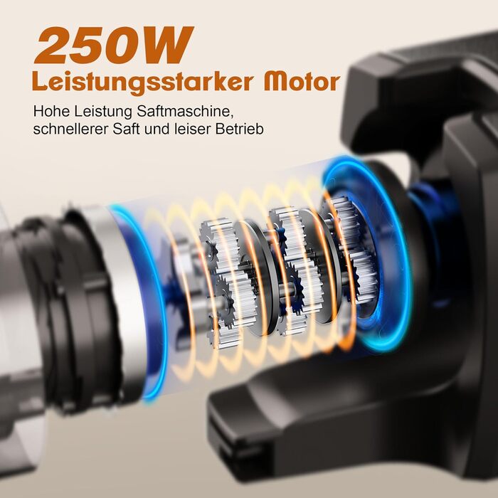 Фреш-прес Fretta Slow Juicer: Швидкий та Зручний Електричний Соковитискач для Овочів та Фруктів (1.8л, 250W, Чорний)