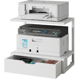 Підставка для принтера IBUYKE 2-ярусна, стіл з полицею для офісу, органайзер для паперів, книг, сканера, факсу, білого кольору TLJ015W