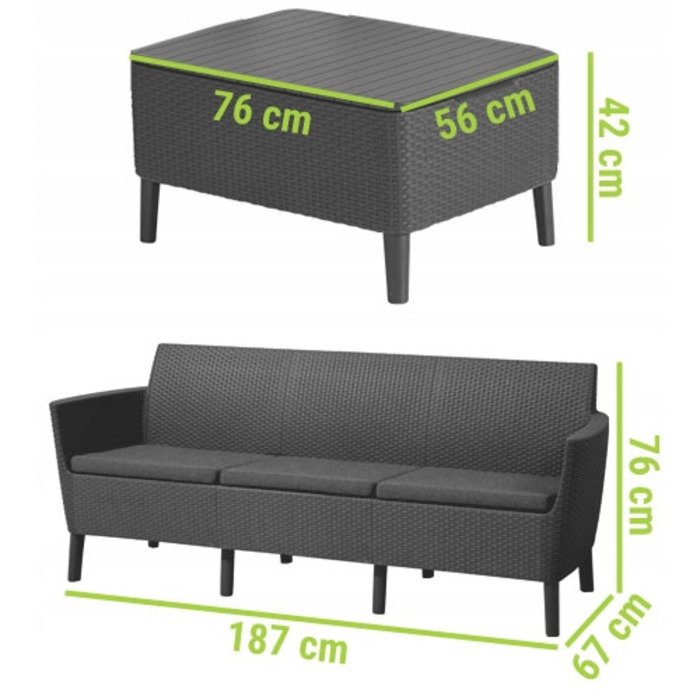 Комплект садових меблів Keter Salemo на 5 осіб, 4 предмети, антрацит