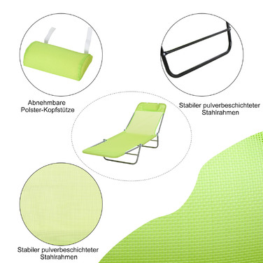 Outsunny Sun Lounger Садовий шезлонг Relax Lounger 4 кольори, складний шезлонг для ванни, шезлонг з сошками для саду та балкона