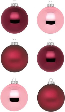 Інге скляні різдвяні кулі / красиві скляні ялинкові кулі / 30 куль в картонній коробці / ялинкові прикраси ялинкові прикраси ялинкові кулі (ягідний поцілунок / Бордово-рожевий)