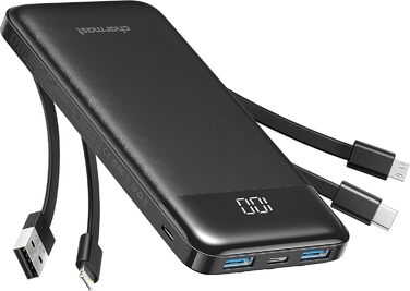 МАг, USB C, 4 кабелі, LED-дисплей, 6 виходів, сумісний з iPhone/Huawei/Samsung, 10000