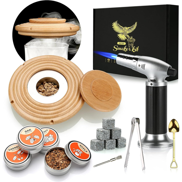 Набір для копчення коктейлів: 4 дерев'яні чіпси, аксесуар для віскі, коктейлів, кави, бурбону, м'яса