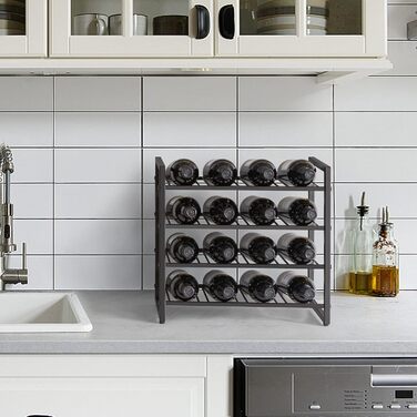 Металева стелаж для вина IBUYKE TMJ904H, 3 яруси, 16 пляшок, для кухні, бару, вітальні