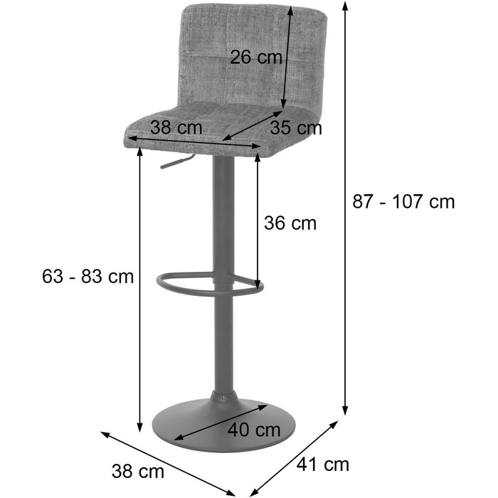 Набір з 2 барних стільців Mendler HWC-G87, регульована висота, поворотний, Boucle (450г/м²), кремово-бежевий, FSC®