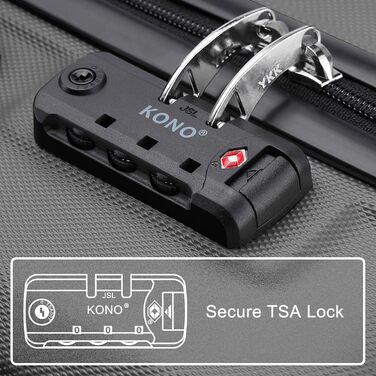 Чемодан середнього розміру KONO 24 дюйми з ABS-пластику з TSA-замком, 4 колеса, 65×44×25.5 см, сірий, 3-секційний набір