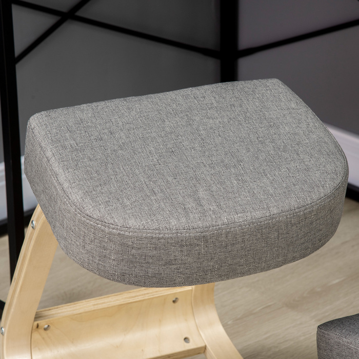 Крісло для ніг, ергономічний пуф для сидіння, м'який пуф для здорової постави, з натурального березового дерева, витримує до 120 кг, сірого кольору