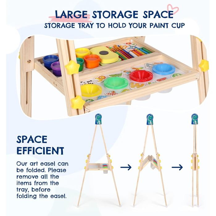 Дитяча мольберт Kinder 3-в-1 з магнітною дошкою, для малювання, висотою регулюється, блакитний, подарунок для дітей