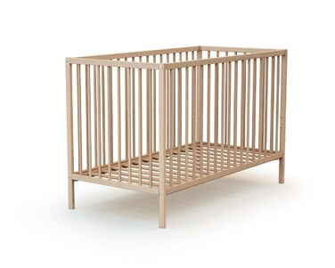 Дитяче ліжко Webaby Holz 60x120cm з бука, натуральний колір, з регульованим дном та бортиками | Від народження | Комфортний сон