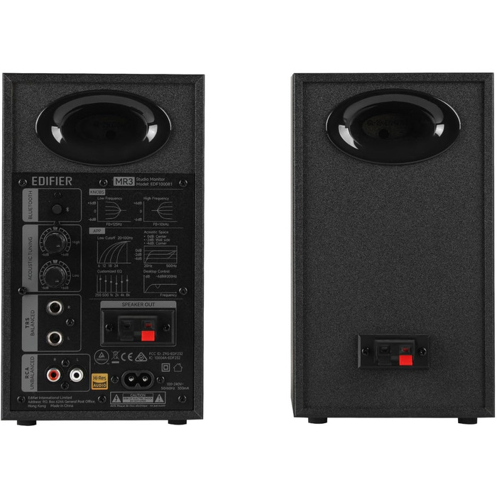 Edifier MR3 - Компактні студійні колонки 2.0, Hi-Res Audio, Bluetooth 5.4, RCA, AUX, керування через додаток, 2 x 18W, Чорний