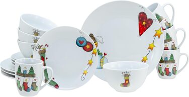 CreaTable Серія Luna: 18-частинний порцеляновий набір посуду для 6 осіб, сніданок, безпечний для миття в посудомийній машині та використання в мікрохвильовці