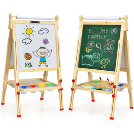 Дитяча дошка LIFEZEAL: регульована висота, двостороння (Whiteboard & крейда), з аксесуарами, для дітей від 3 років