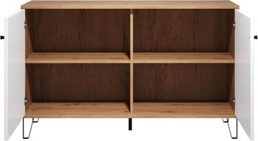 Тумба Trendteam Smart Living Touch Artisan Eiche/Weiß з 2 дверцятами та 4 відділеннями (123 x 76 x 40 см) - житловий шафчик з металевими ніжками
