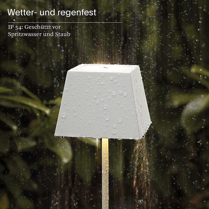 SIGOR Nuindie - LED-лампа на акумуляторі, диммер, для дому та саду, IP54, 38 см, 12 годин роботи, сніжно-білий колір
