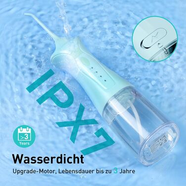COSLUS Бездротова електрична зубна щітка-іригатор: 4 режими, 300 мл резервуар, для догляду за зубами та язиком, портативна, ідеальна для подорожей, зелений