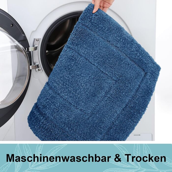 Килимок для ванної кімнати Homaxy з мікрофібри, антиковзний, 60x90 см, Marine Blau