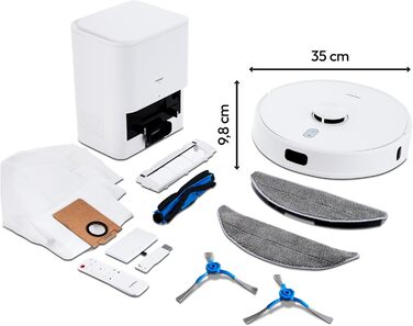 Робот-пилосос MEDION X41SW+ з док-станцією, лазерною навігацією та функцією миття підлоги. Потужність всмоктування 8000Pa, 2-в-1, створення точних карт, зони заборони, підтримка декількох поверхів