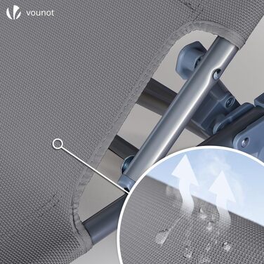 Набір з 2 шезлонгів Vounot, розкладні, для саду, басейну, тераси, сірого кольору. З сонцезахистом та регульованою спинкою.