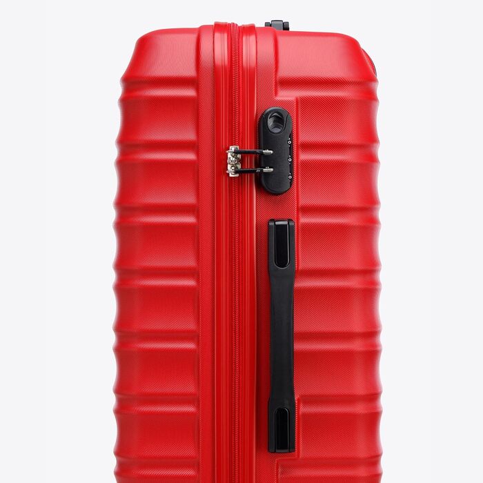 Набір валізWITTCHEN 4 в 1: Чотири валізи з ABS-пластику з коліщатами Spinner, кодовий замок, Groove Line (червоний)