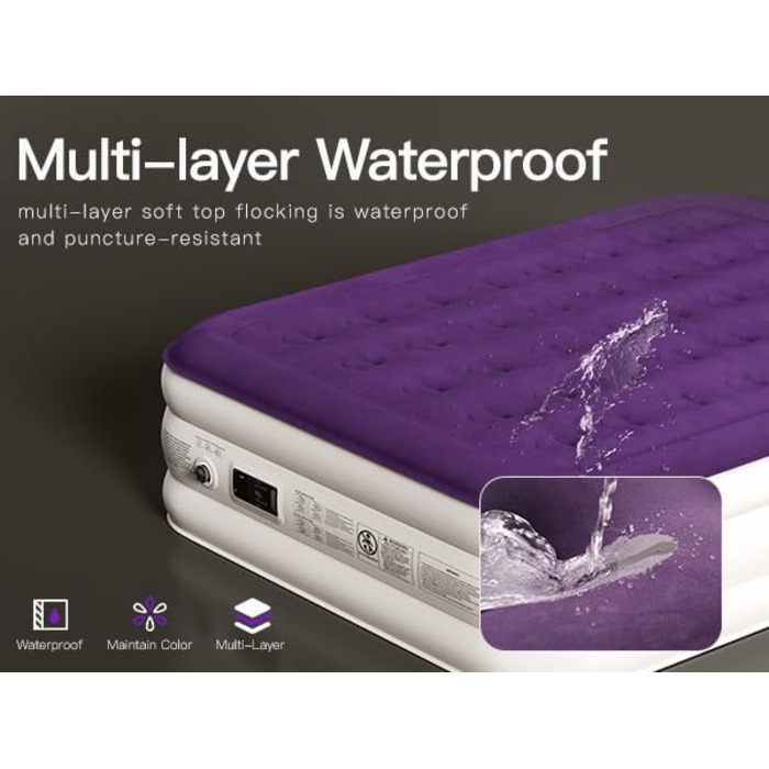 Надувний матрац ChillSun для 1 особи з вбудованим насосом 190x100x40 см, самонадувний, для дому, гостей, кемпінгу (190x100 см)