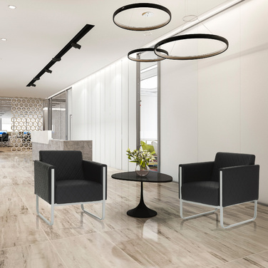 Крісло для відпочинку ARUBA STEP, каркас біло-сірий, штучна шкіра, одномісне, колір - чорний, hjh OFFICE