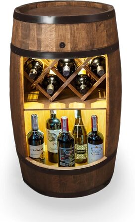 Дерев'яна винна шафа-бар Fass від Creative Cooper з LED підсвічуванням, 80x50 см - Рустичний декор для дому