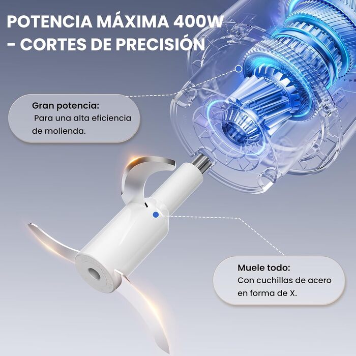 Подрібнювач LINKChef електричний 1.5л, скляна чаша, сталеві ножі, 2 швидкості, для м'яса, фруктів, овочів та дитячого харчування, сріблястий