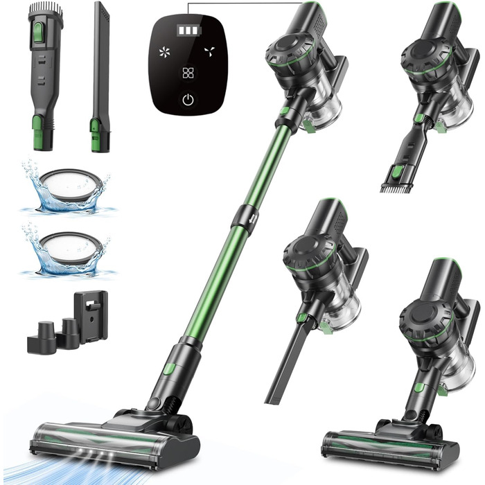 Бездротовий акумуляторний пилосос Vexilar V9PRO: 500W, 45Kpa, 60 хвилин роботи, LED дисплей, для твердих поверхонь, килимів та шерсті тварин