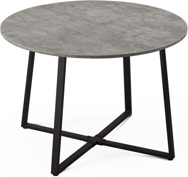 Стіл обідній DUBI Möbel NOA, круглий 110x110 см, для кухні/їдальні, індустріальний дизайн, колір бетону, 11216-US-BETO
