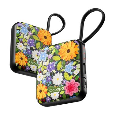 Електричні грілки для рук OCOOPA 2 шт., багаторазові, 4000mAh, USB, 3 режими нагріву, до 52°C, подарунок на Новий рік, для зимового відпочинку, катання на лижах, подорожей та активного відпочинку, UT5 Nano Blühende Farbenpracht (Ocoopa x Künstleredition)