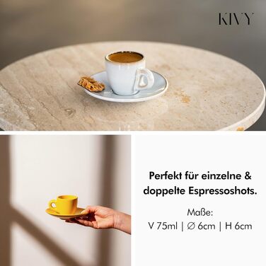 Набір кавових чашок капучіно KIVY Cappuccino Tassen Set (4 шт., 240 мл) з підставкою, ручної роботи, зелений, для еспресо (75 мл)