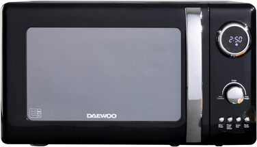 Цифрова мікрохвильова піч Daewoo SDA1655 Kensington 800 Вт, 20 л 5 рівнів потужності Розморожування та скасування 245 мм поворотна скляна ванна Цифровий таймер Індикатор звукового сигналу Клас енергоспоживання A чорний, чорний / хромований