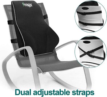 Подушка для спини Feagar для офісного крісла та дивана | Підтримка спини для офісу та дому, чорна