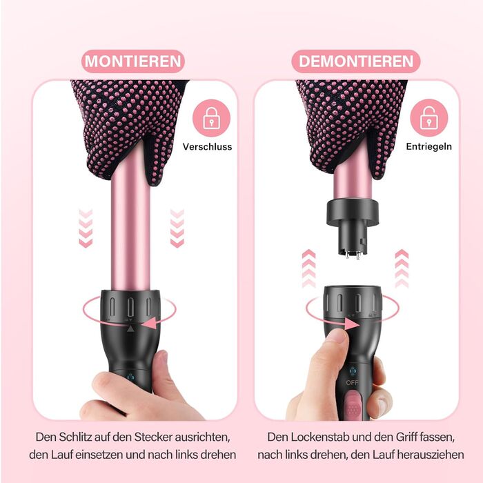 Набір для завивки та випрямлення волосся BESTOPE MIX 5-в-1 з насадками для великих та маленьких локонів, 10-32 мм, швидкий нагрів, 2 температурні режими, рожевий