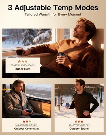 Електричний гріє для рук 2 шт. | Перезарядний кишеньковий гріє з 3 режимами, 6000mAh для жінок, чоловіків, кемпінгу, полювання, гольфу, блакитний