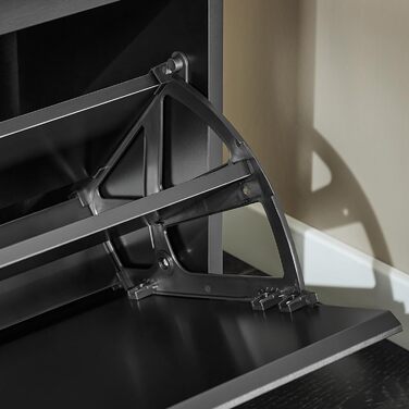 SoBuy Взуттєва шафа з 2 відкидними кришками, вузька, з 4 полицями, білий колір, розмір 61x100x26 см, FSR165-W, з довгою лавкою, чорний колір