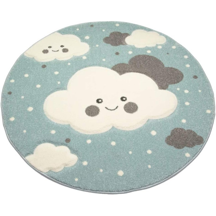 Килимок з мериноса для дітей з хмарами килимок для ігор синього кольору розміром 120x170 см (160 см х 230 см)