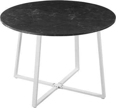 Столовий стіл DUBI Möbel NOA, круглий 110x110 см, для кухні та їдальні, індустріальний стиль, бетонний вигляд, 11216-US-BETO (Marmor-weiß)