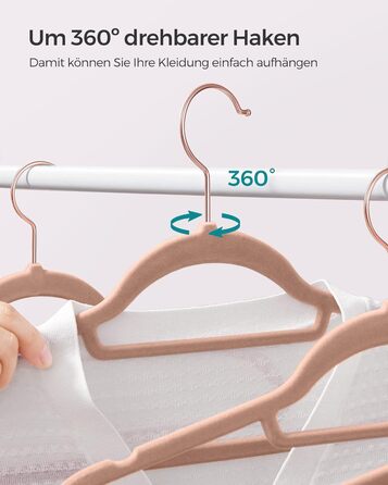 Набір вішалок SONGMICS 20 шт. з оксамиту, для одягу, краваток, рушників, 360° обертання, срібно-світло-зелені